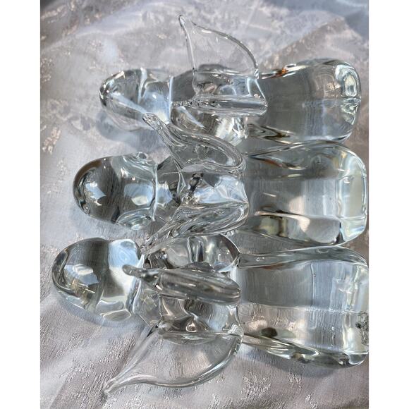 Vintage Clear Glass Crystal Angels Praying Hands Set of 3 Made in Taiwan 4 Inch - Picture 7 of 10
